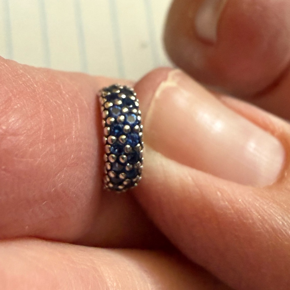 Pandora blue crystal sterling silver spacer bead, Inspiration Within